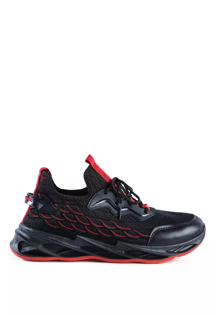 London Rag Fish Scale Goovy Running Trainers in Black