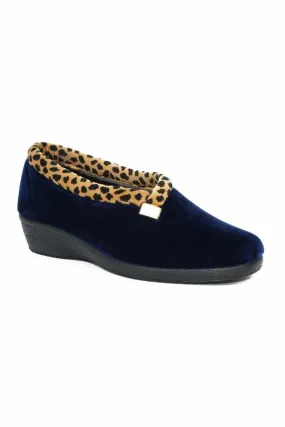 Lunar Paloma Navy Ocelot Trim Slipper KLA005