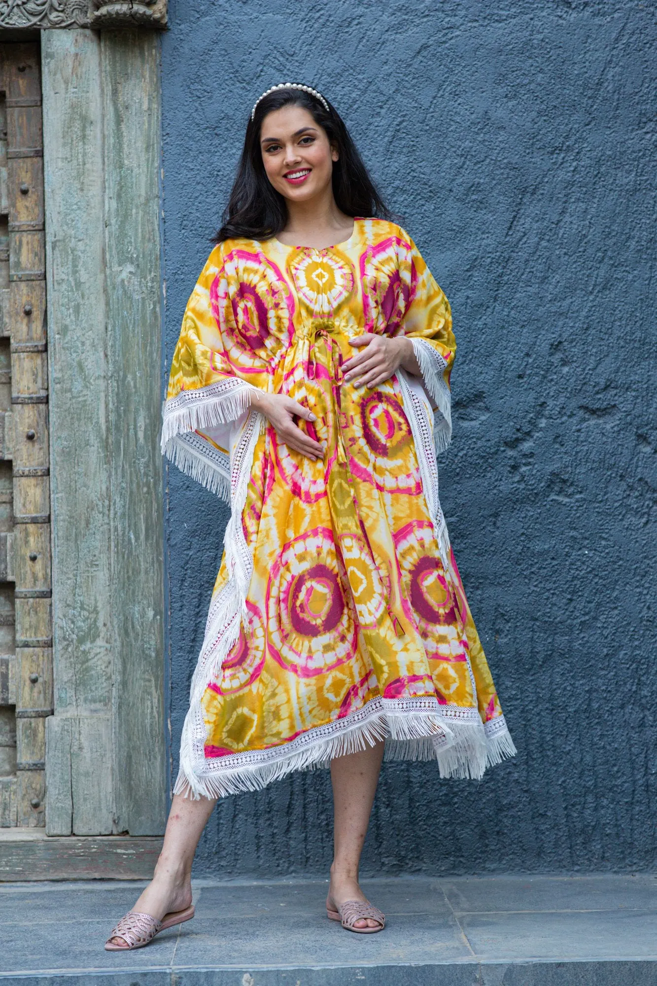 Luxe Sunshine Tie & Dye Maternity & Nursing Kaftan