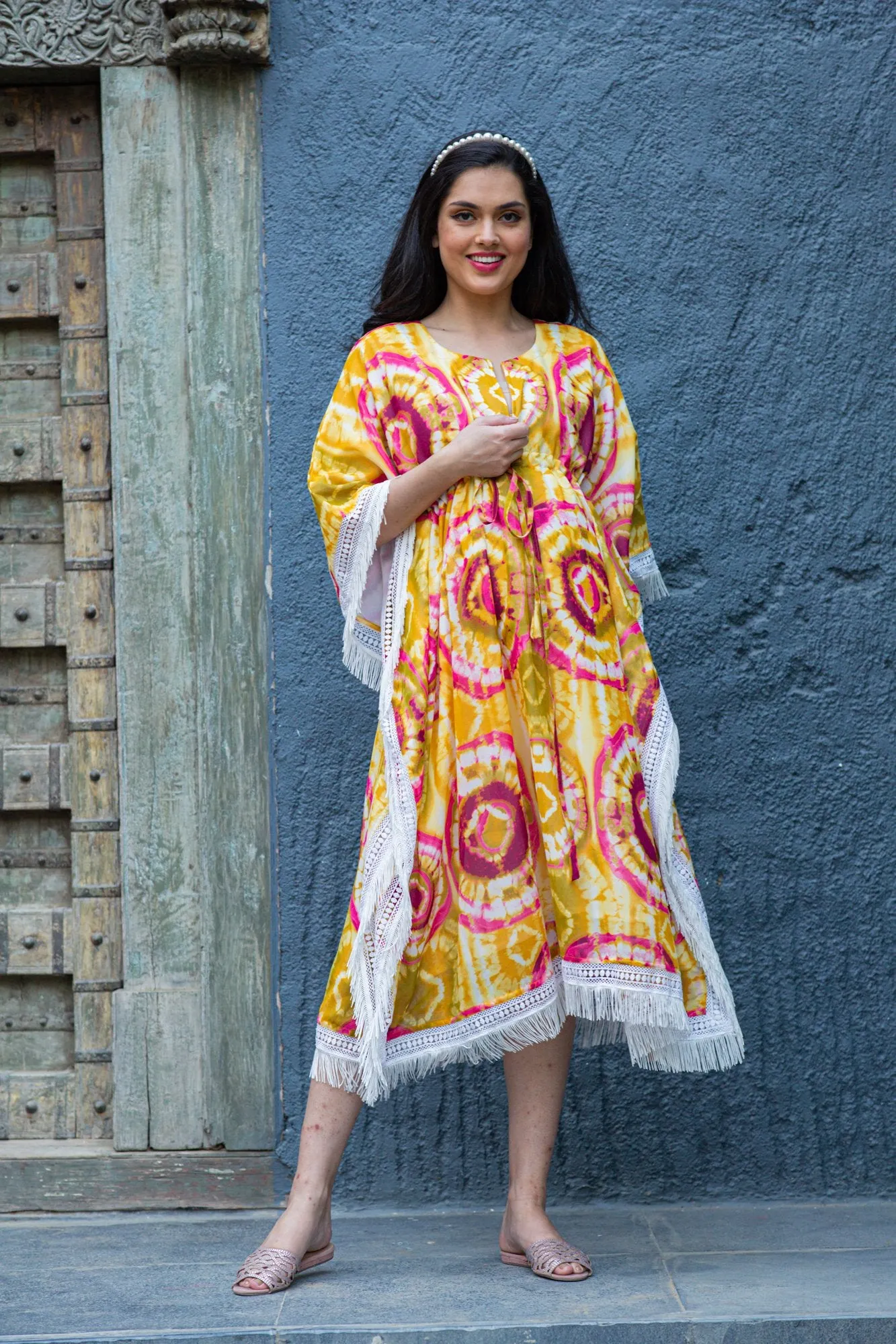 Luxe Sunshine Tie & Dye Maternity & Nursing Kaftan