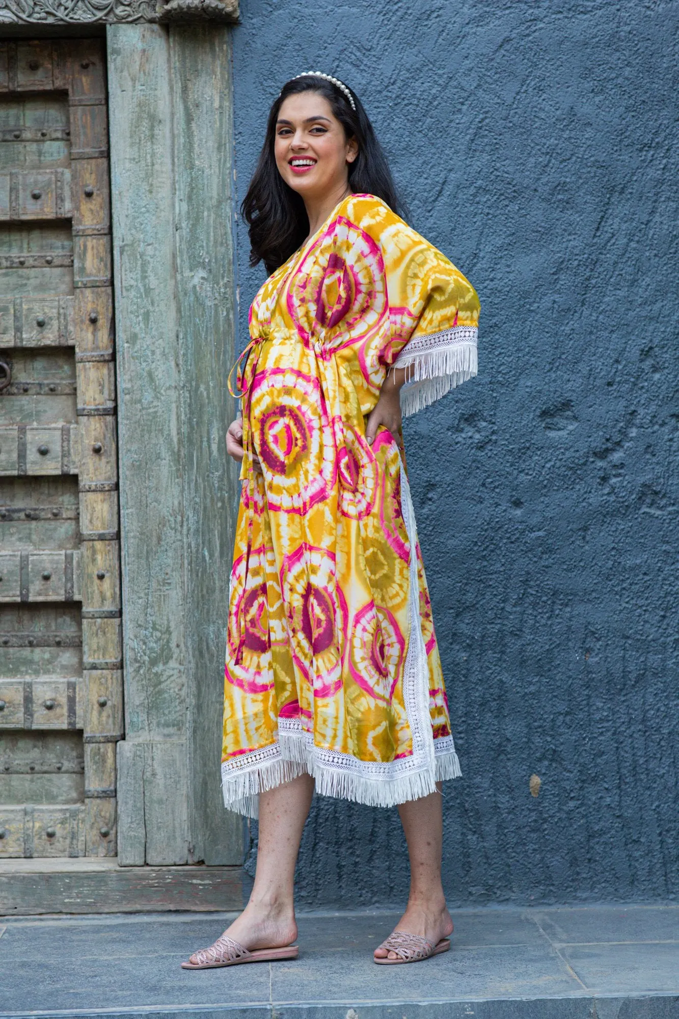 Luxe Sunshine Tie & Dye Maternity & Nursing Kaftan