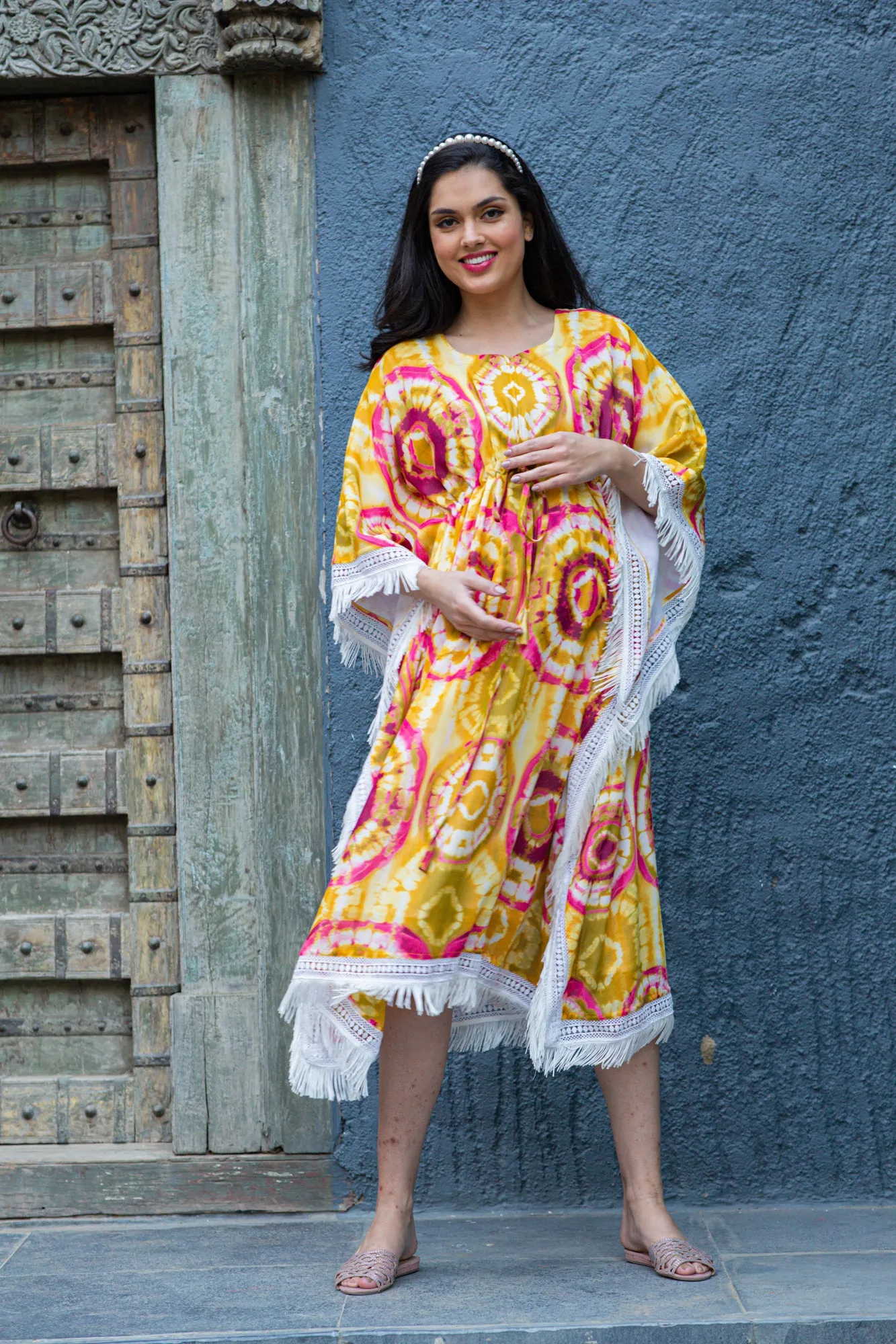 Luxe Sunshine Tie & Dye Maternity & Nursing Kaftan