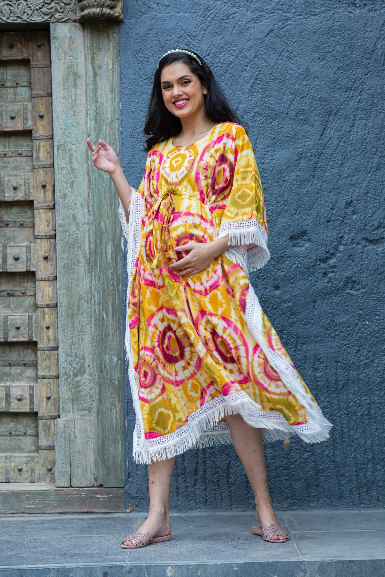 Luxe Sunshine Tie & Dye Maternity & Nursing Kaftan