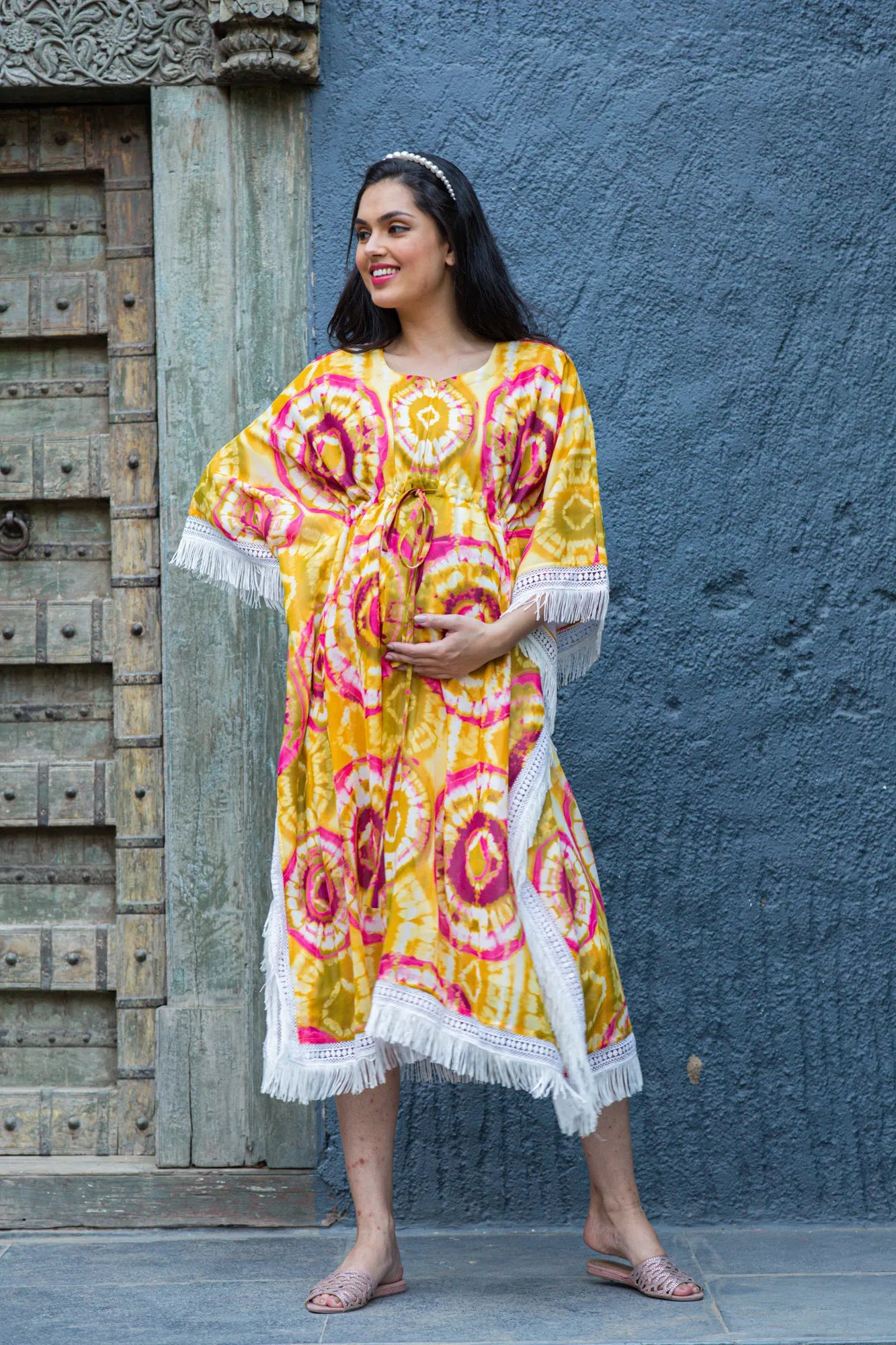 Luxe Sunshine Tie & Dye Maternity & Nursing Kaftan