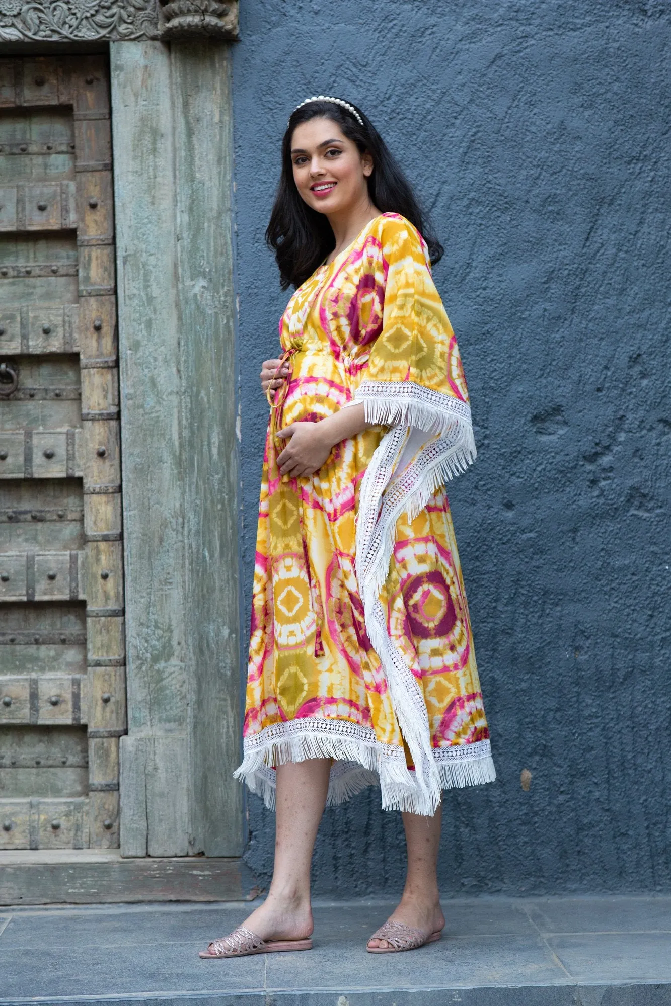 Luxe Sunshine Tie & Dye Maternity & Nursing Kaftan