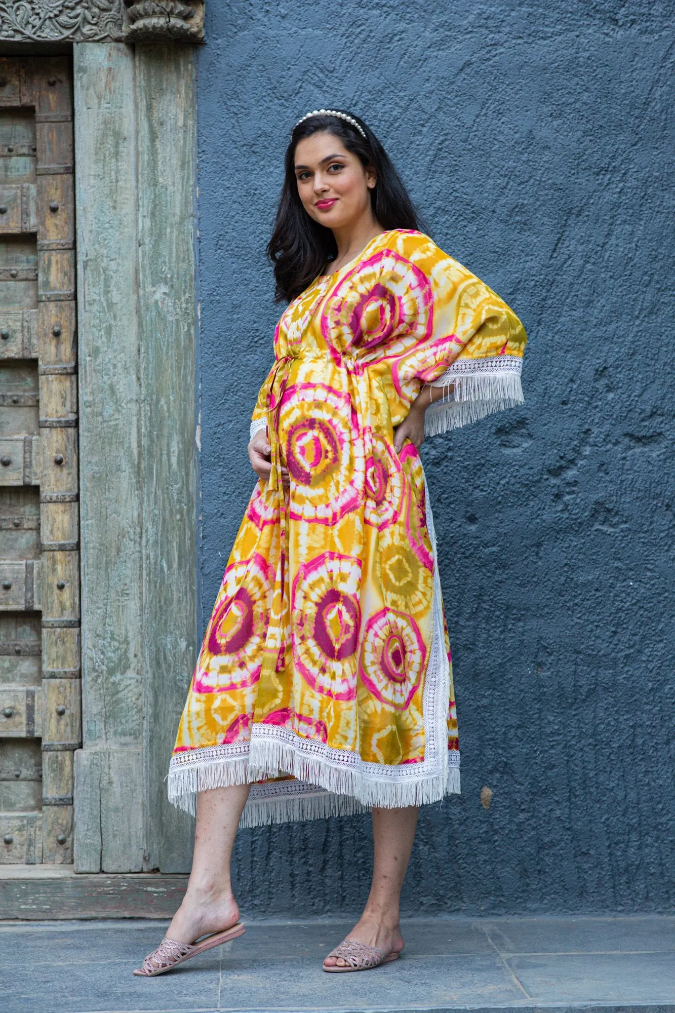 Luxe Sunshine Tie & Dye Maternity & Nursing Kaftan