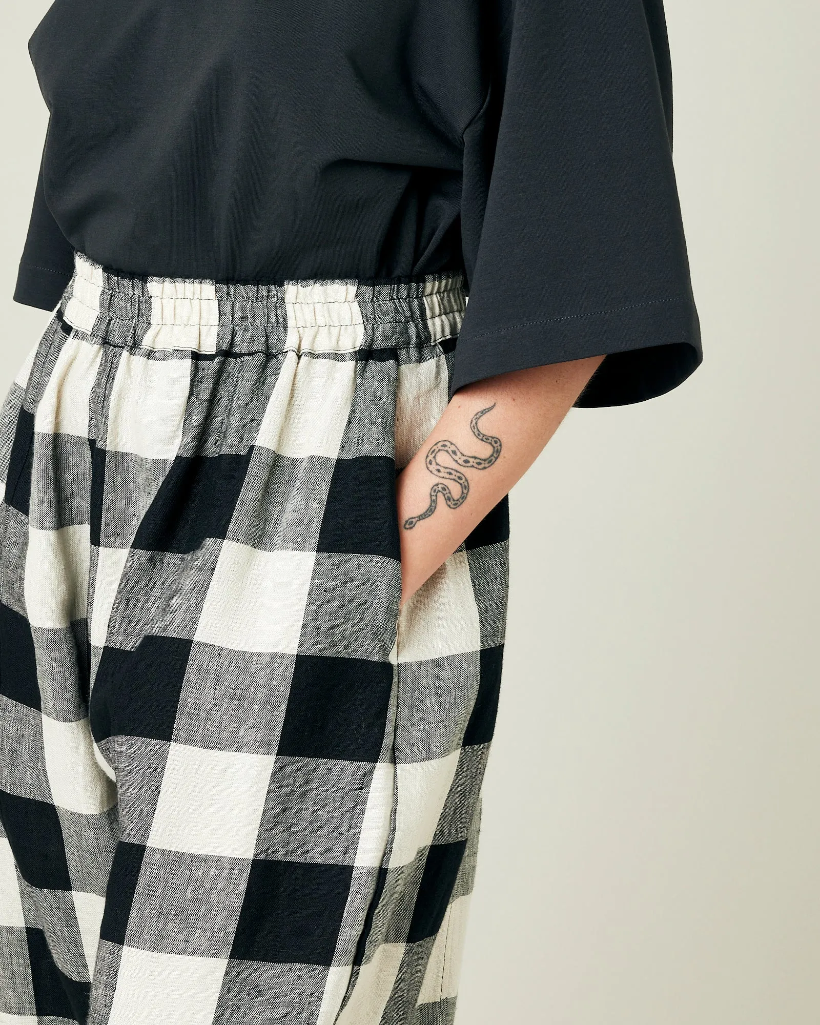 Mabel Stone & Black Mega Check Linen Trousers