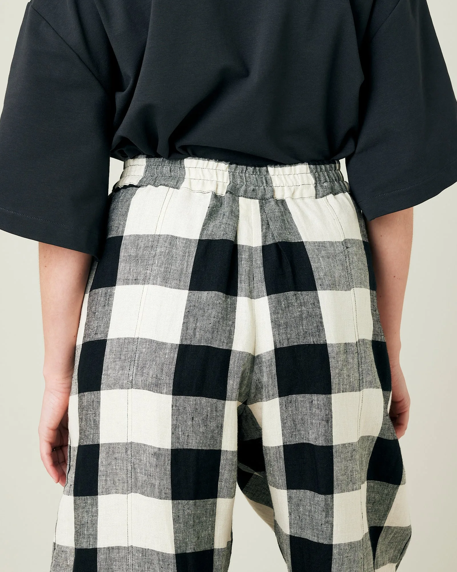 Mabel Stone & Black Mega Check Linen Trousers