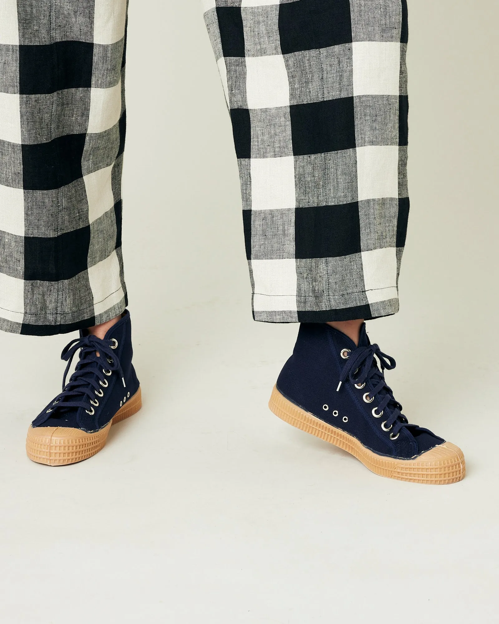 Mabel Stone & Black Mega Check Linen Trousers