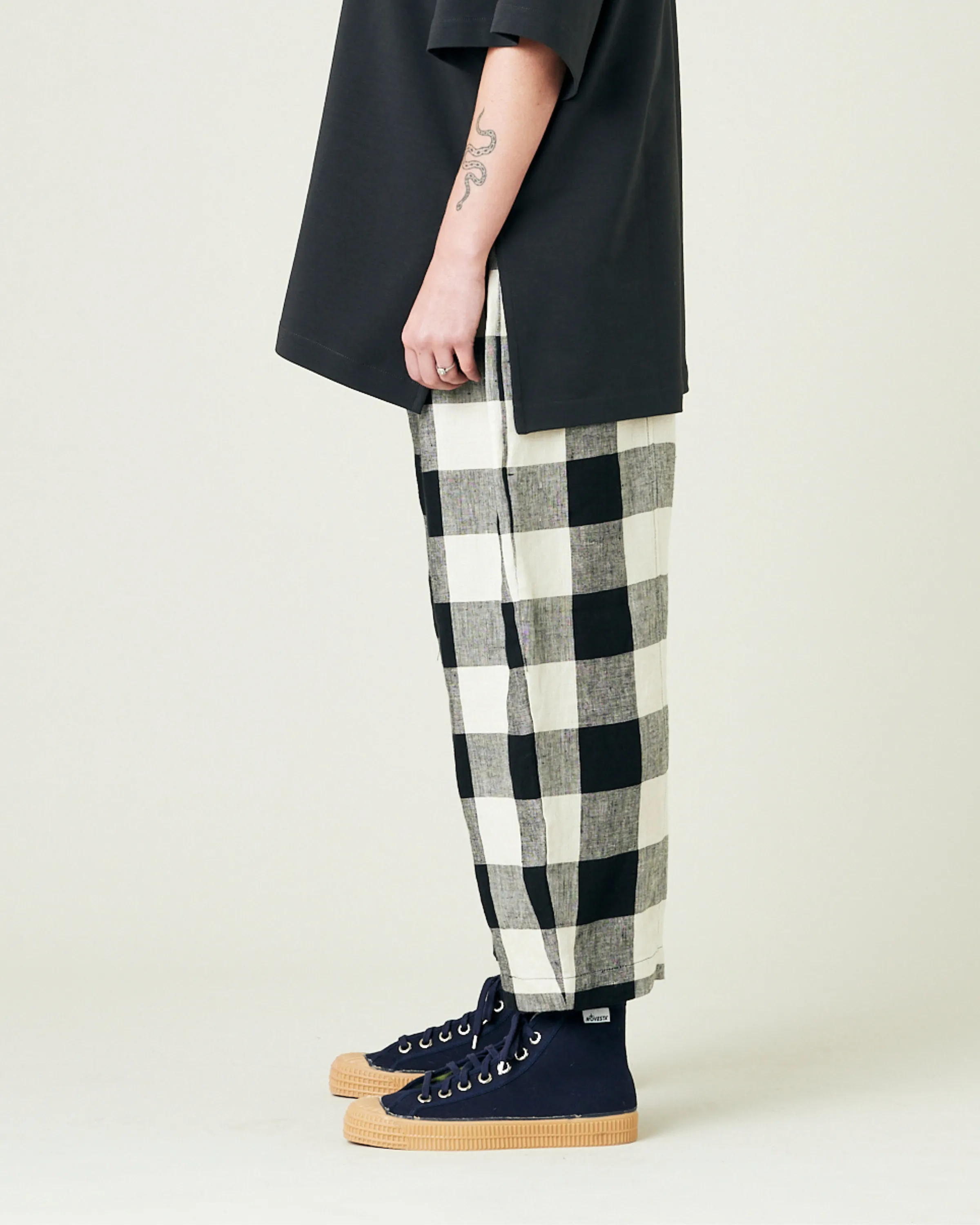 Mabel Stone & Black Mega Check Linen Trousers