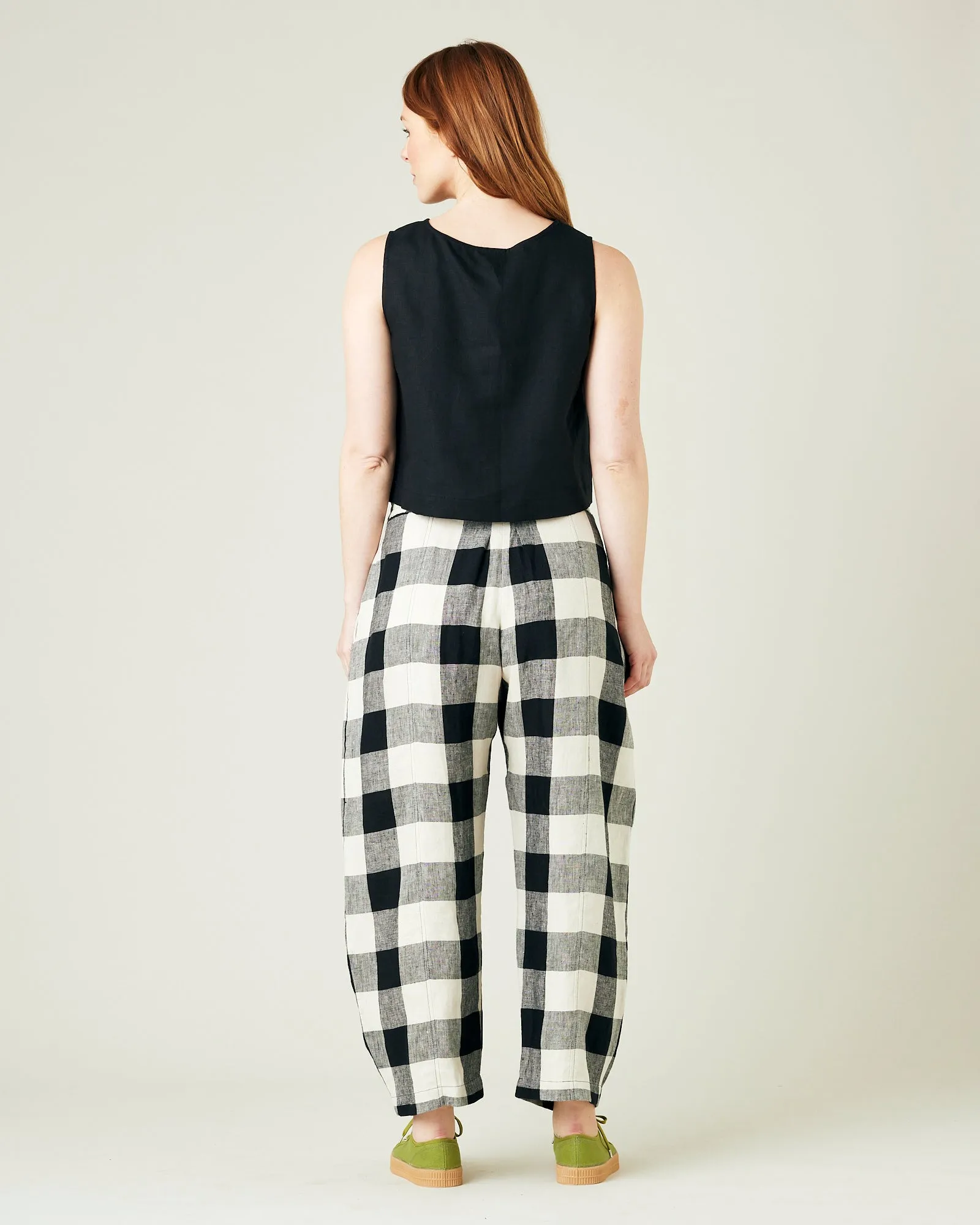 Mabel Stone & Black Mega Check Linen Trousers