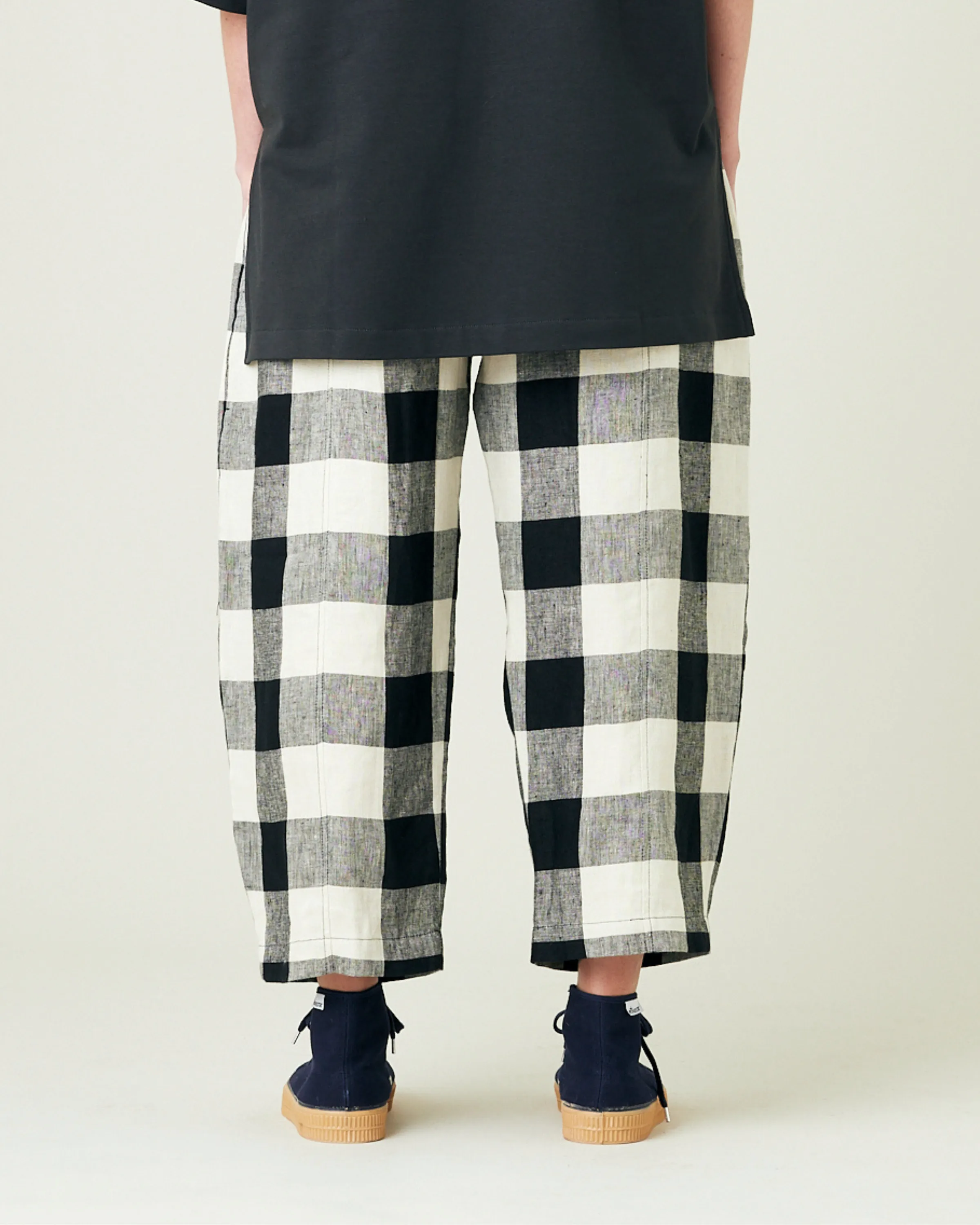 Mabel Stone & Black Mega Check Linen Trousers