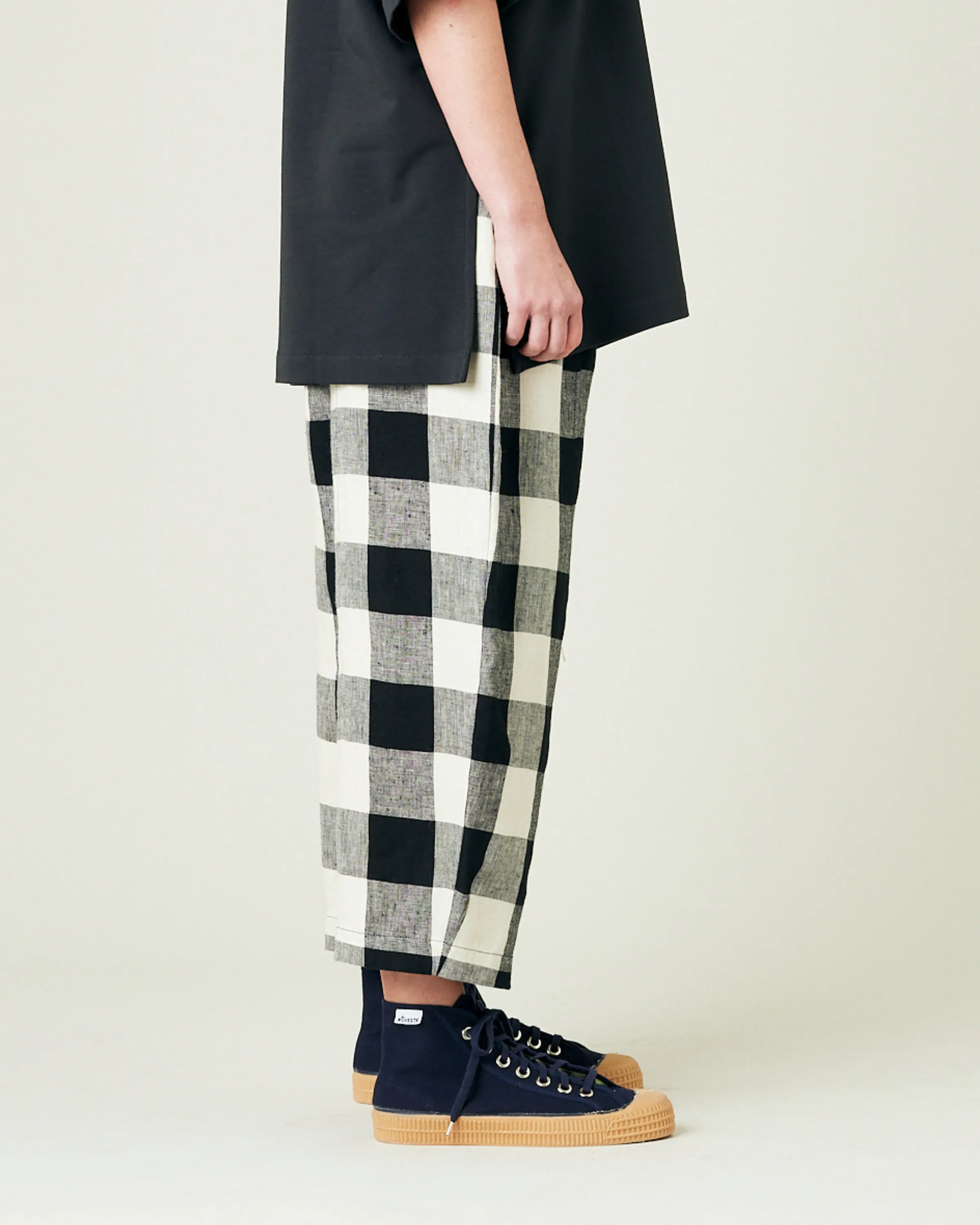 Mabel Stone & Black Mega Check Linen Trousers