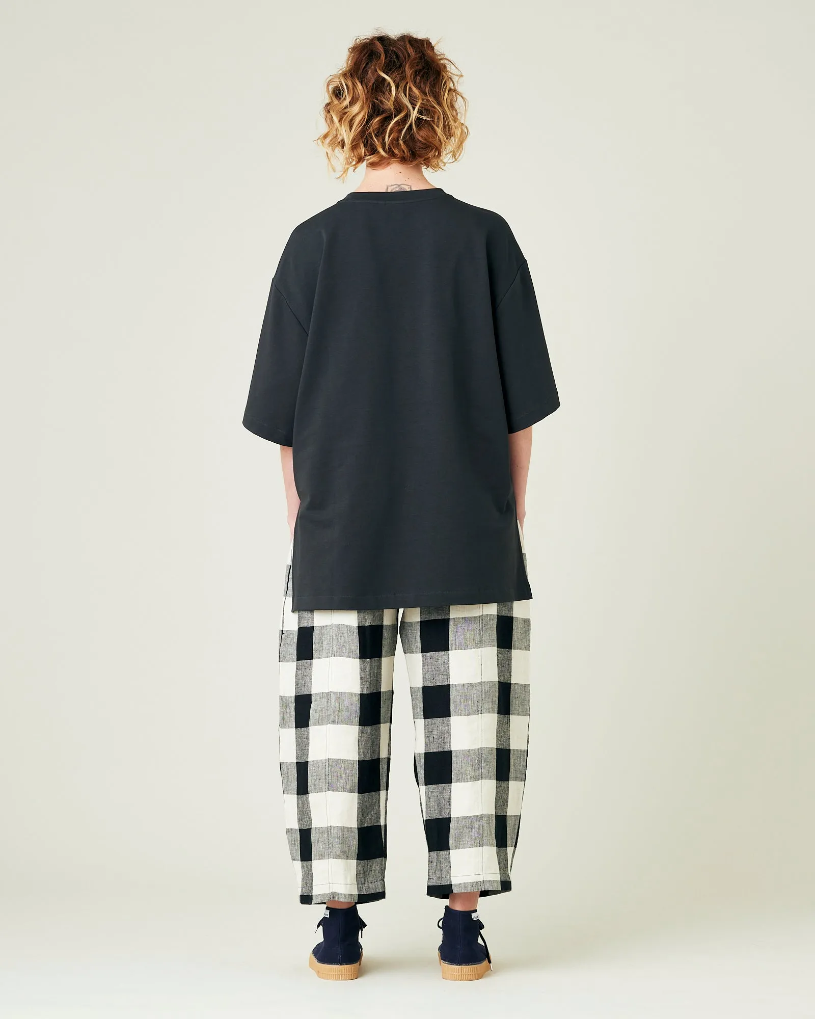 Mabel Stone & Black Mega Check Linen Trousers