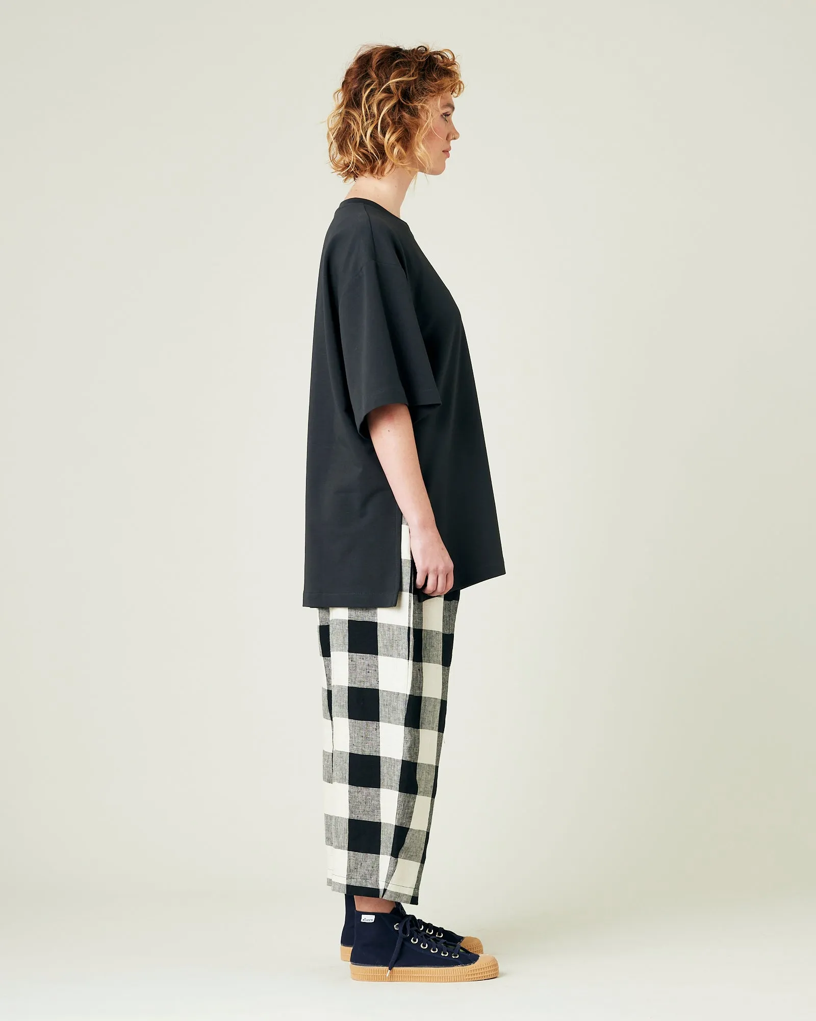 Mabel Stone & Black Mega Check Linen Trousers