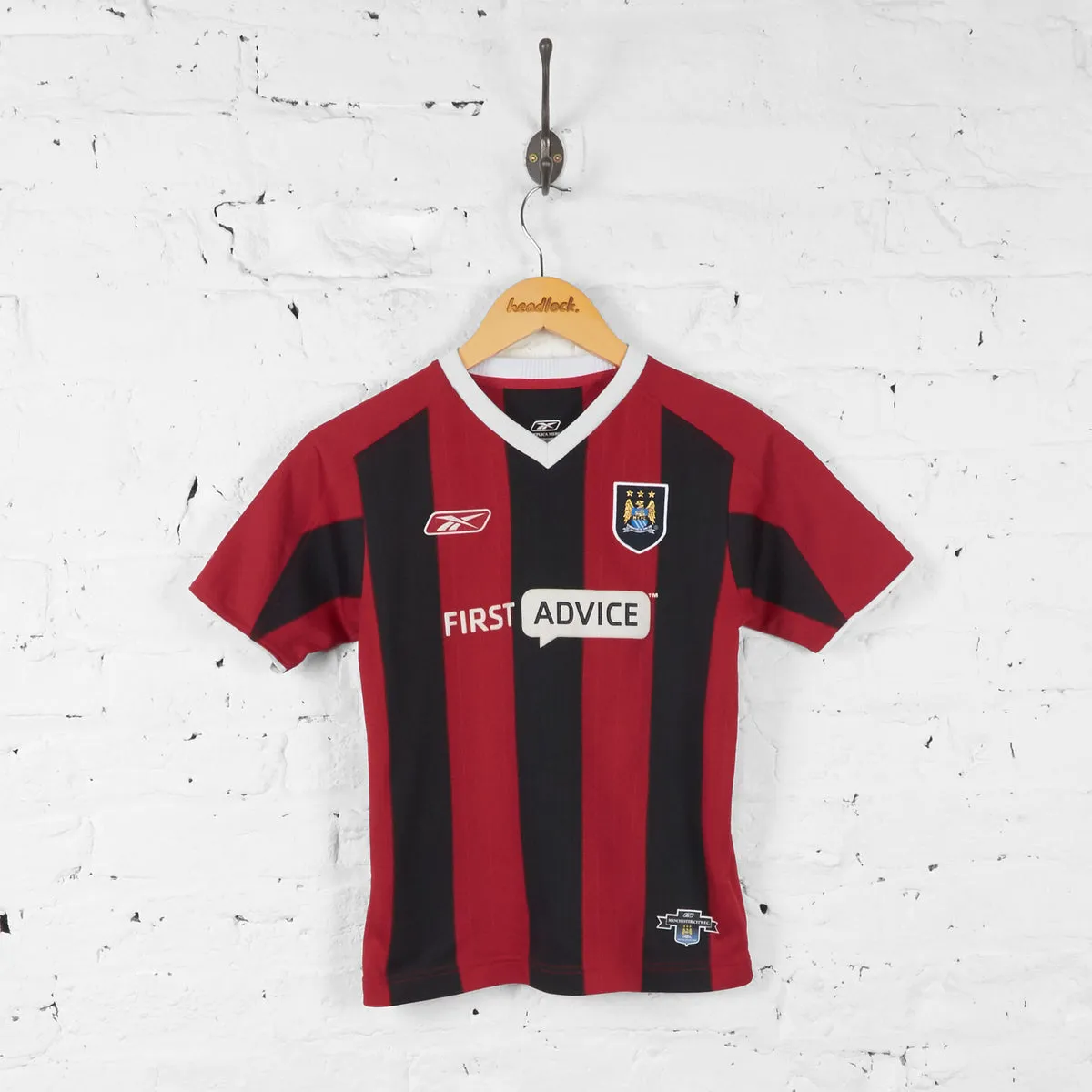 Manchester City 2003 Reebok Away Football Shirt - Red/Black - M Boys