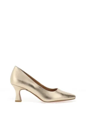 Marco Tozzi Faux Leather Tapered Heeled Shoes, Gold