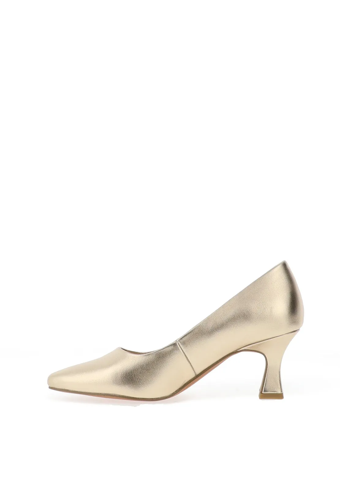 Marco Tozzi Faux Leather Tapered Heeled Shoes, Gold