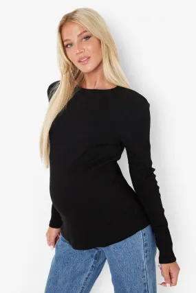 Maternity Crew Neck Long Sleeve Top