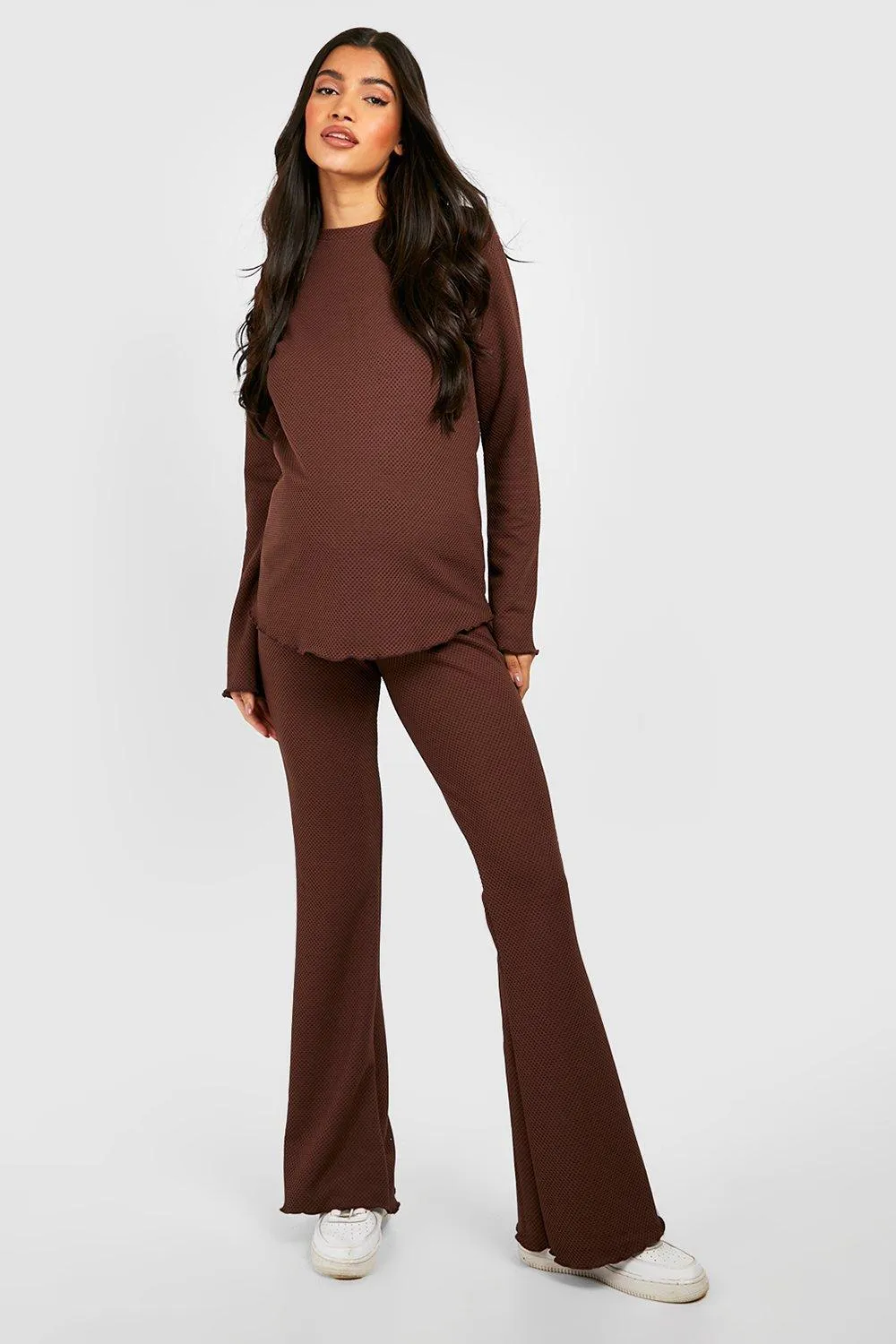 Maternity Crinkle Rib Flare Loungewear Set