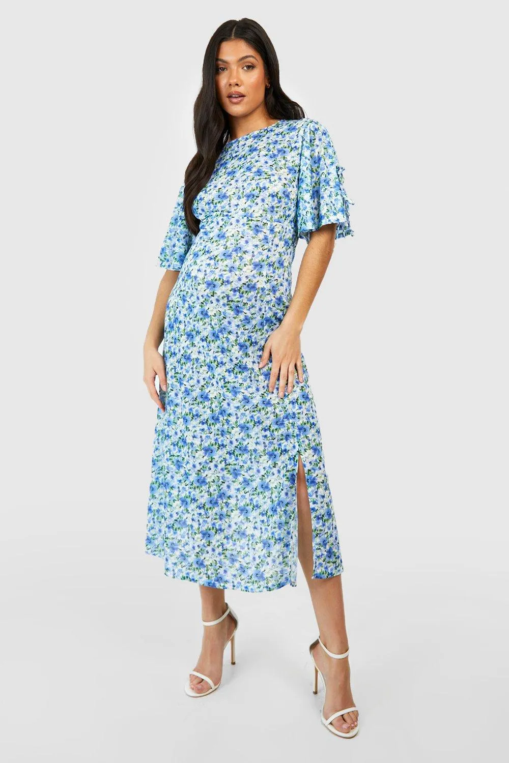 Maternity Ditsy Floral Textured Midi Smock Dress