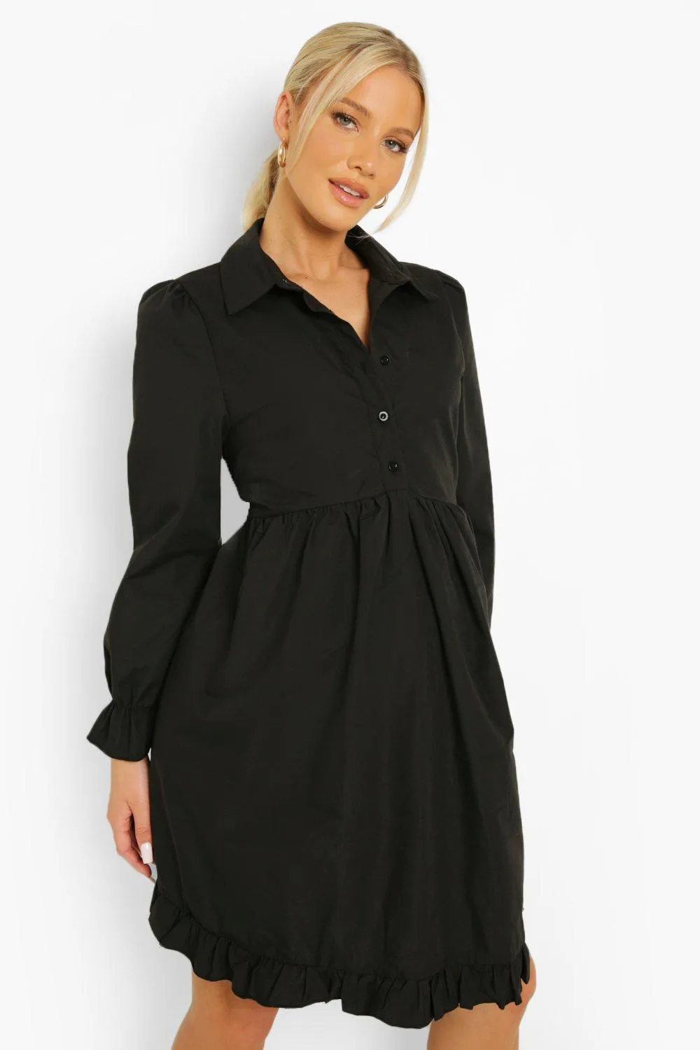 Maternity Frill Hem Shirt Dress