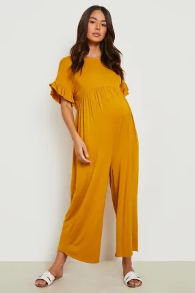 Maternity Frill Sleeve Culotte Jumpsuit