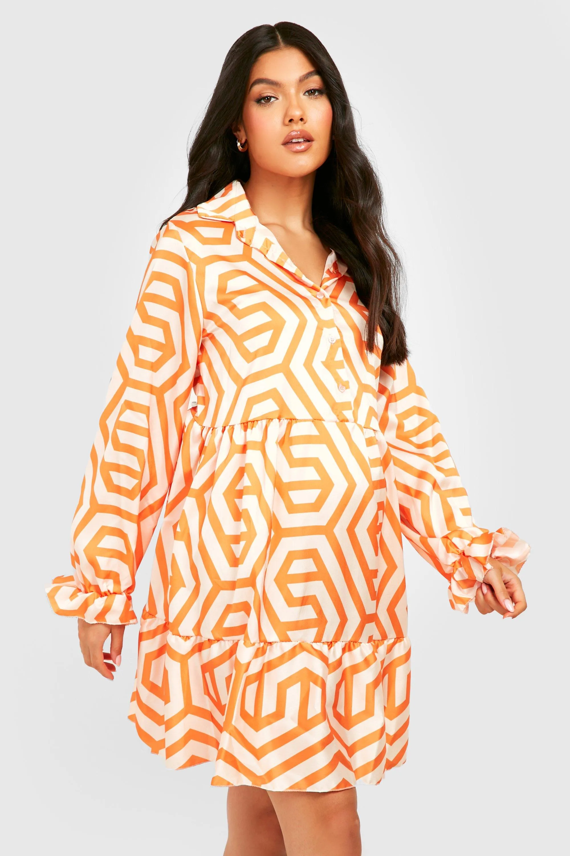 Maternity Geo Tiered Smock Dress