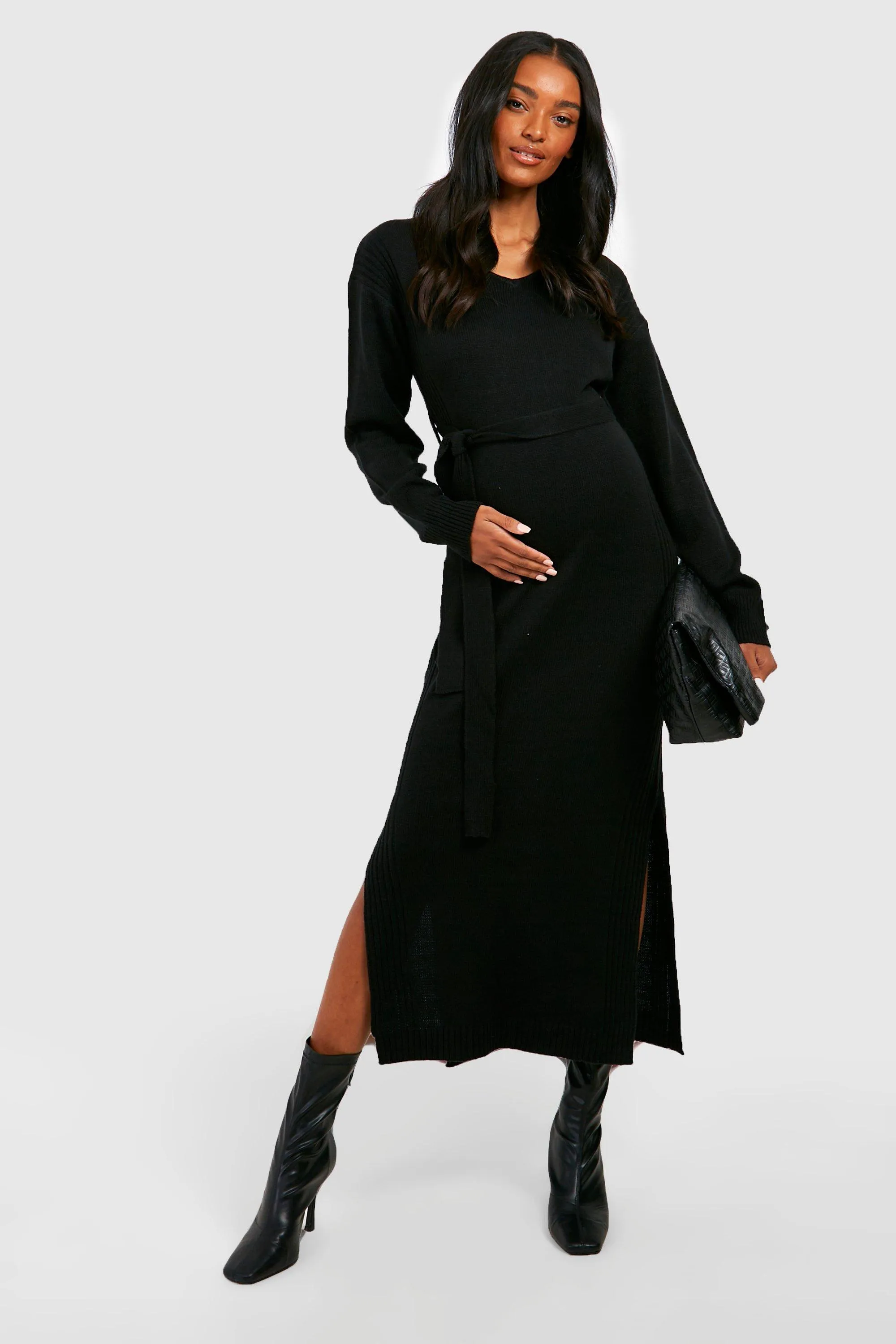 Maternity Knitted Split Midi Dress