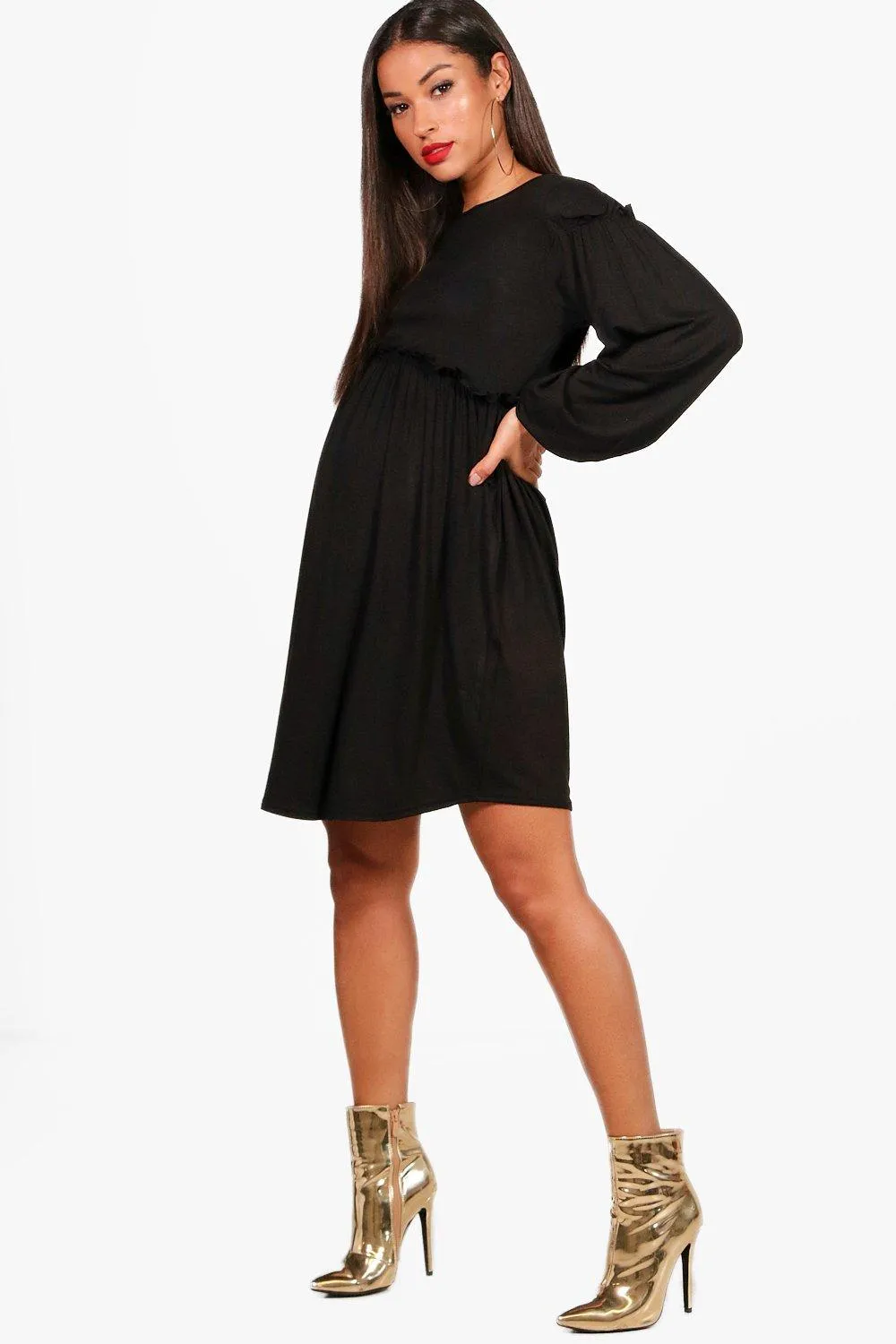 Maternity  Long Sleeve Smock Dress