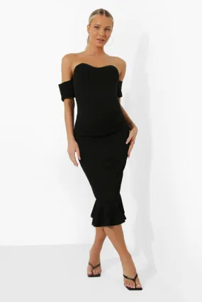 Maternity Off The Shoulder Frill Hem Dress