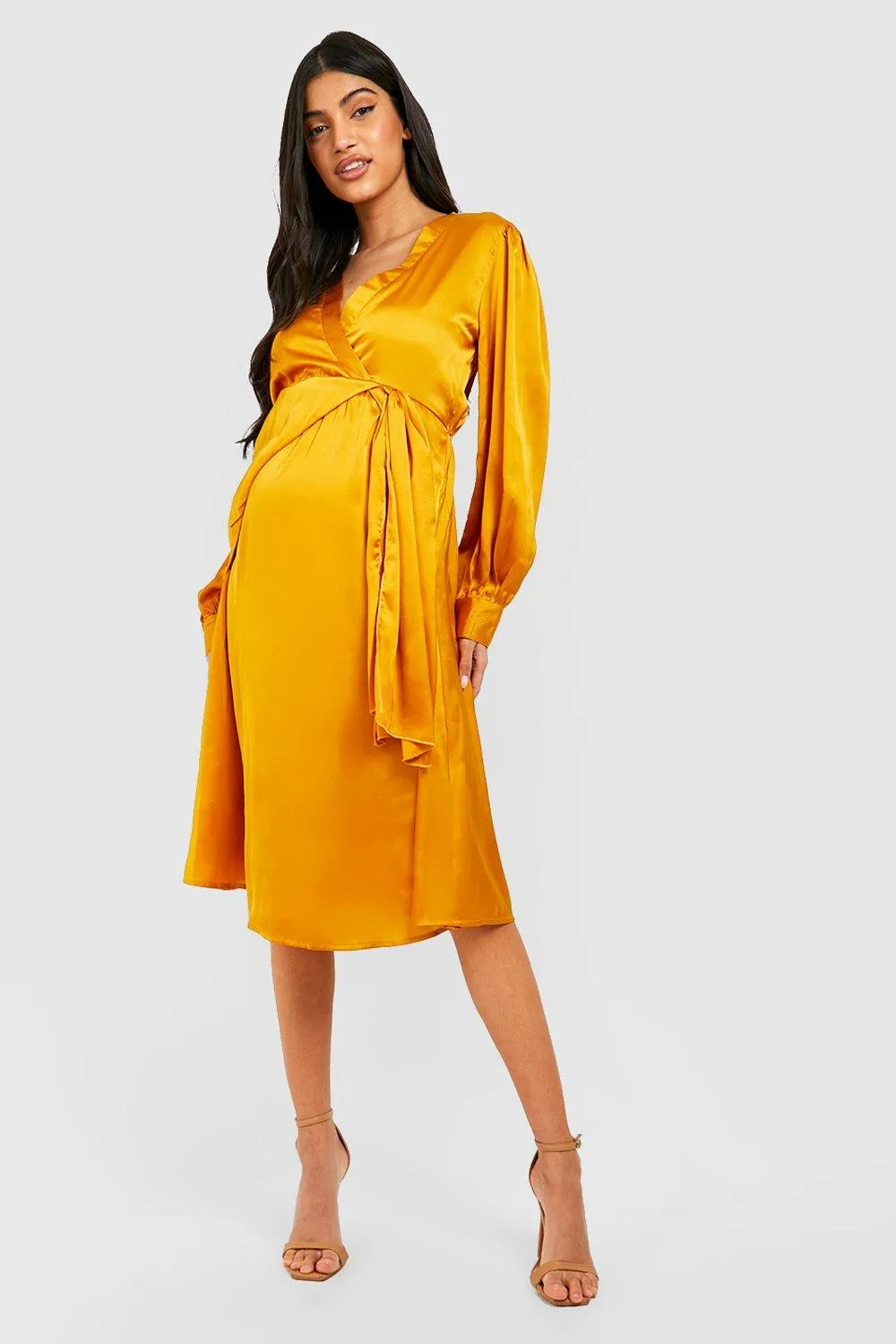 Maternity Satin Skater Midi Dress