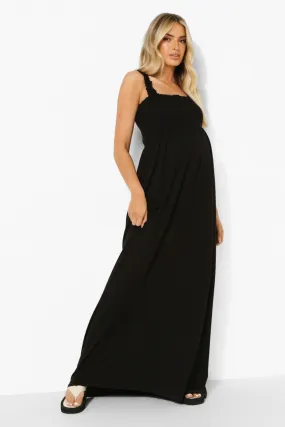 Maternity Shirred Shoulder Maxi Dress