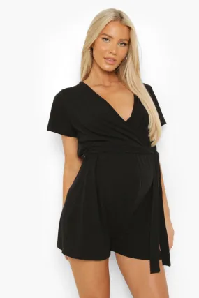 Maternity Soft Rib Wrap Flippy Romper