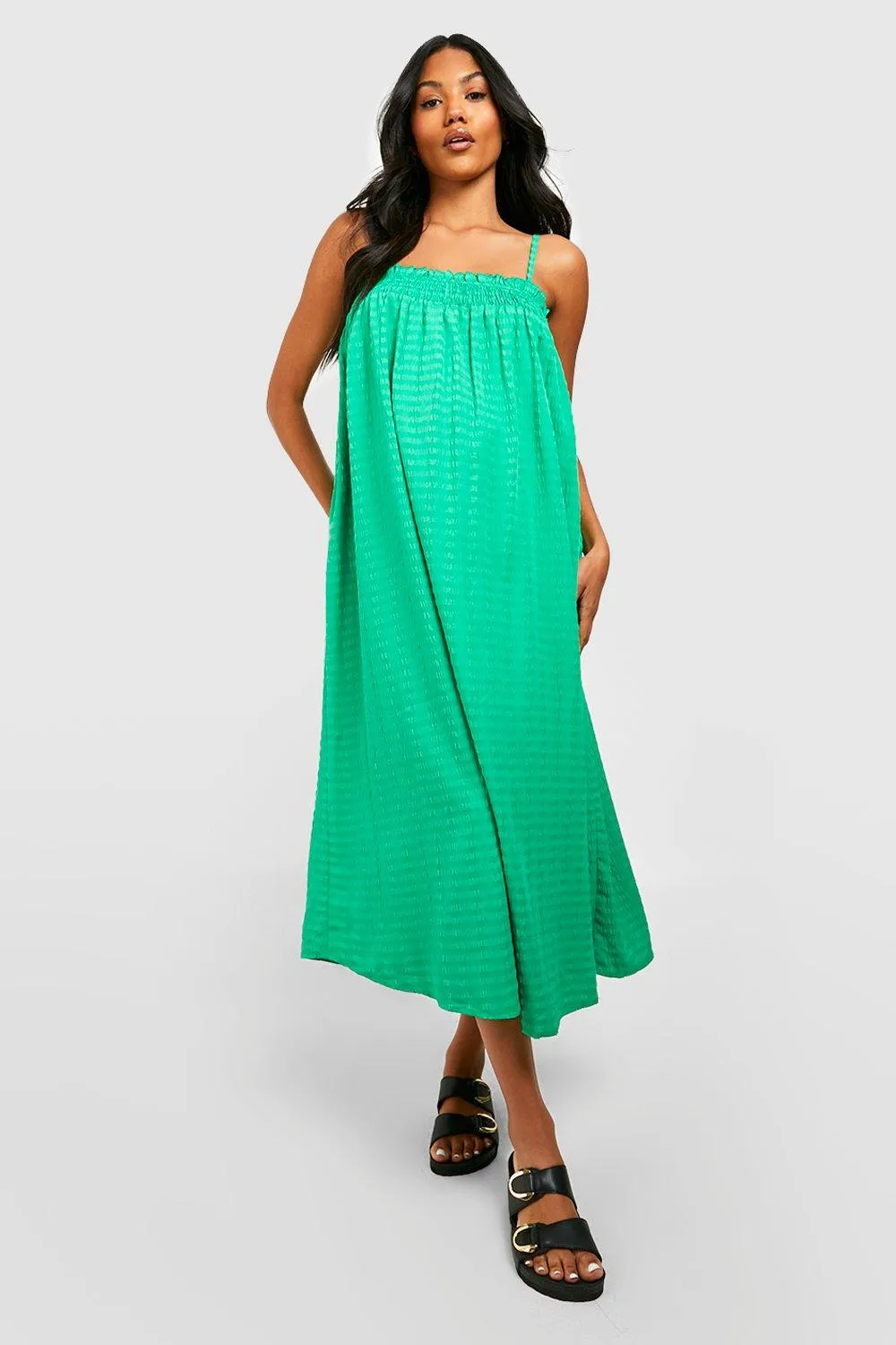 Maternity Textured Smock Midi Dress