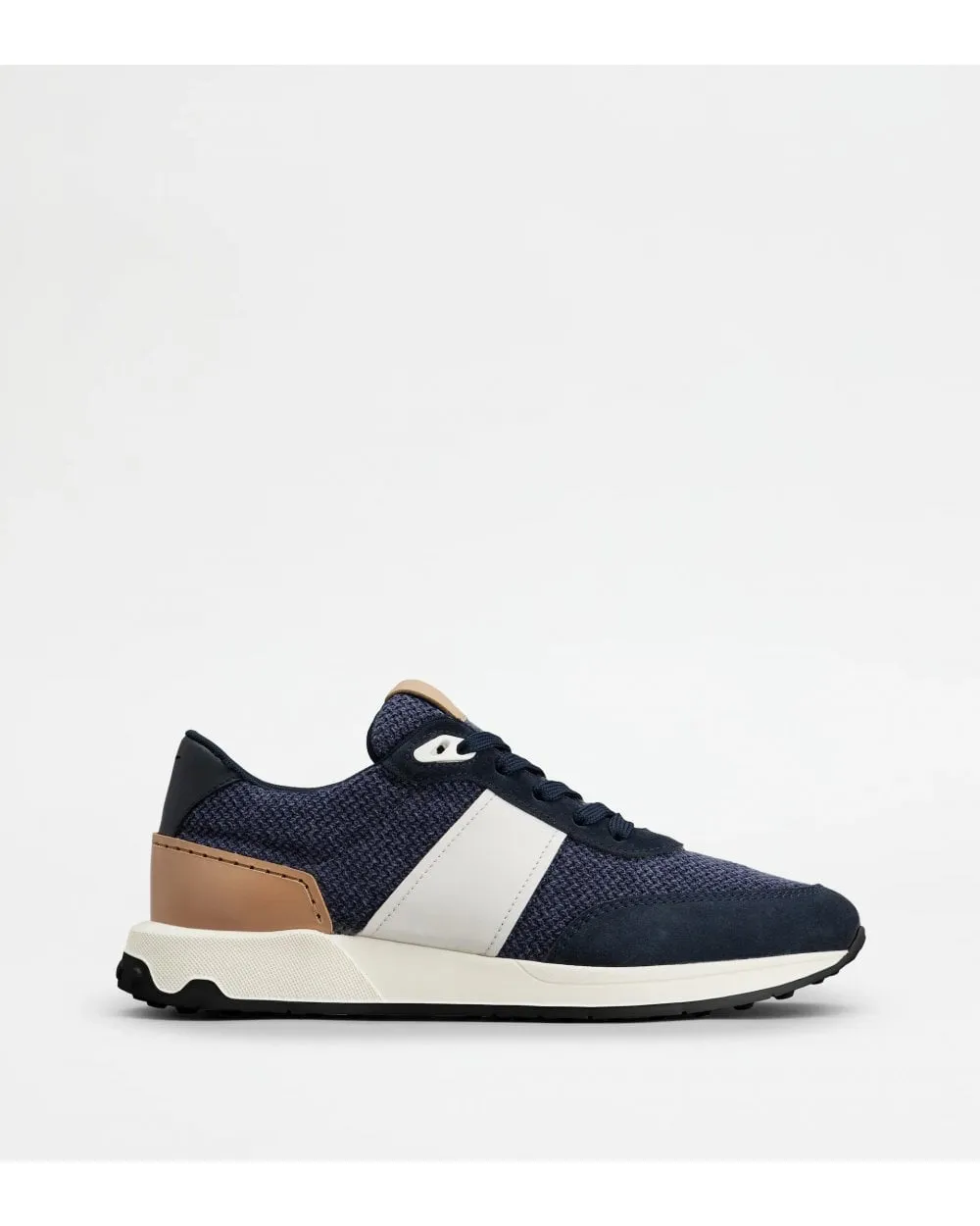 Mens Pelle e Tessuto Technico Trainers Navy Blue