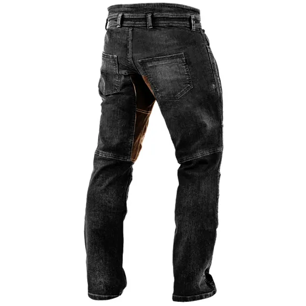 Men's Route 66 Motorcycle Pants Outdoor Vintage Yellowstone Washed Cotton Washed Zippered Pocket Trousers 