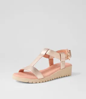 MIDAS Moore Pl Rose Gold Nude Leather Sandals