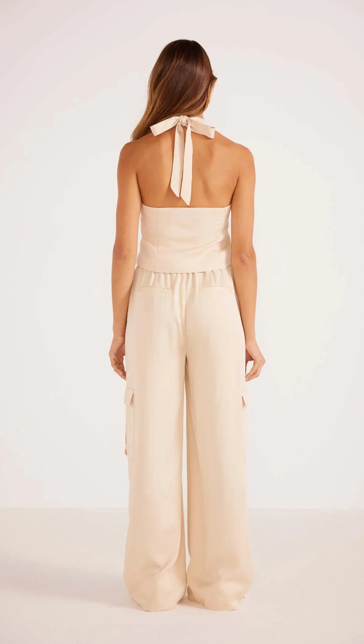 Mink Pink Fabella Halter Vest Beige