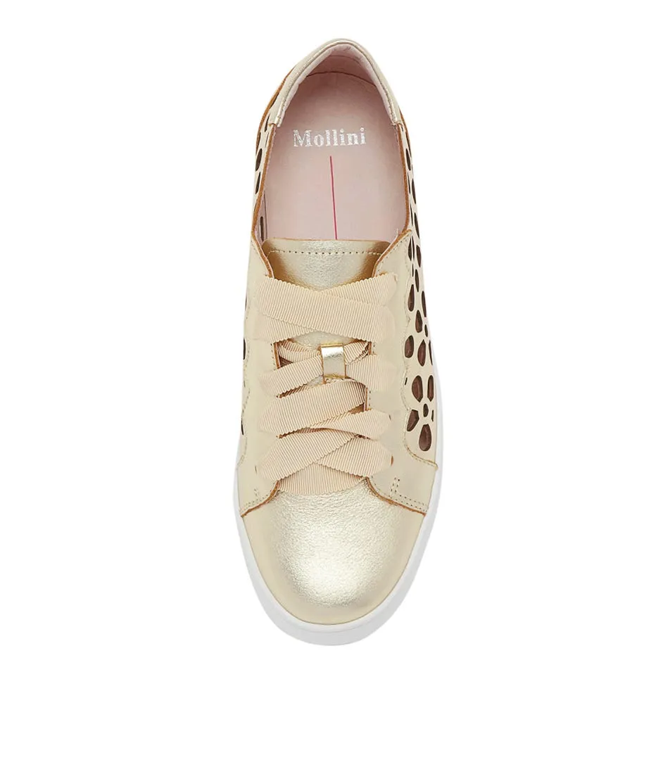 MOLLINI Lassin Pale Gold Leather Sneakers