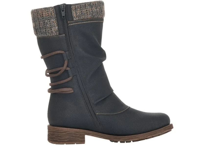 Mombasa Black Knit Mid-Height Boot