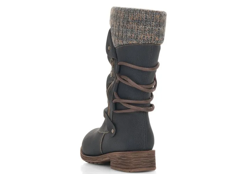 Mombasa Black Knit Mid-Height Boot