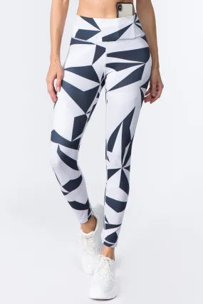 Neutral Toned Geo Print Active Workout Leggings