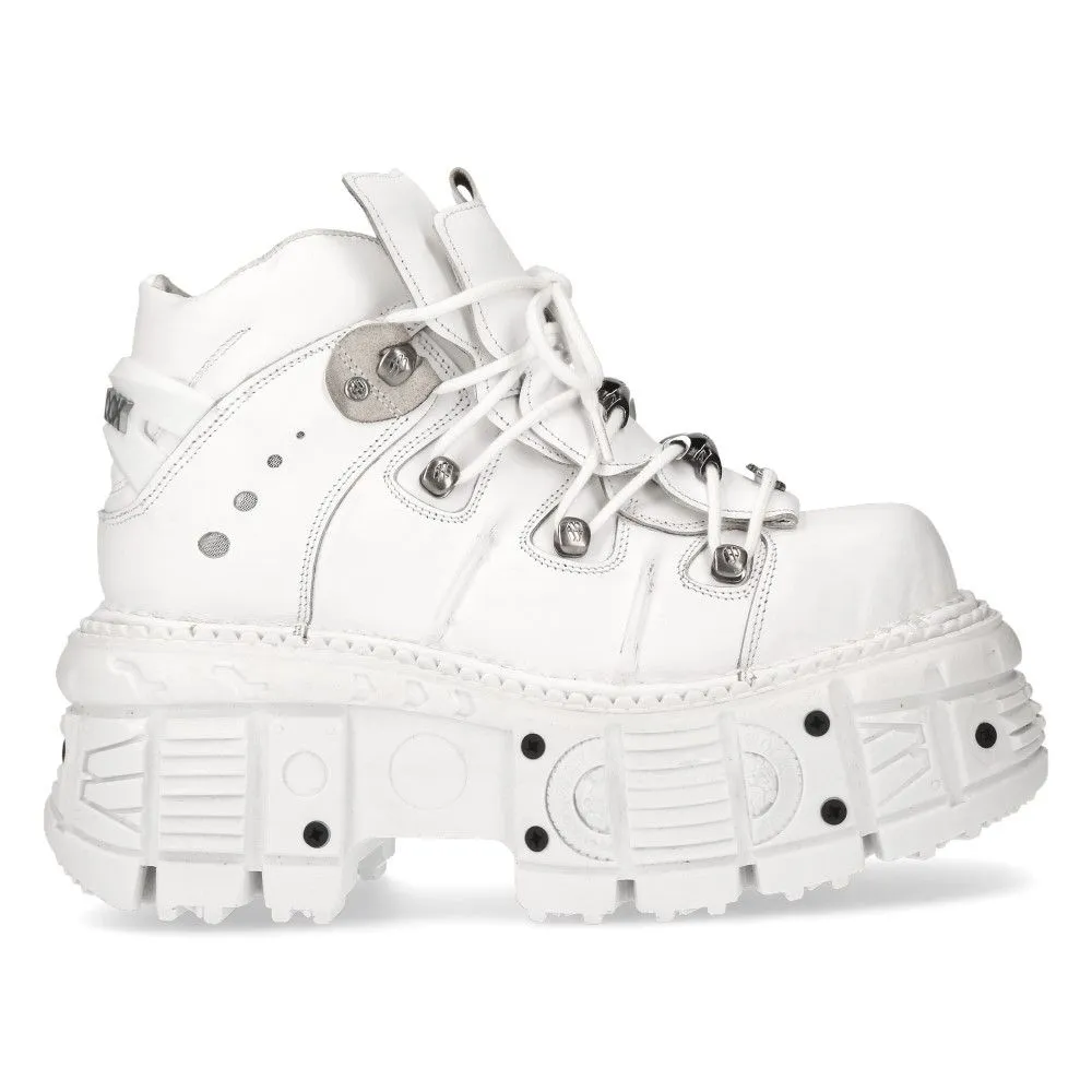 NEW ROCK - M-TANK106-C1 - White Lace Up Tower Shoes