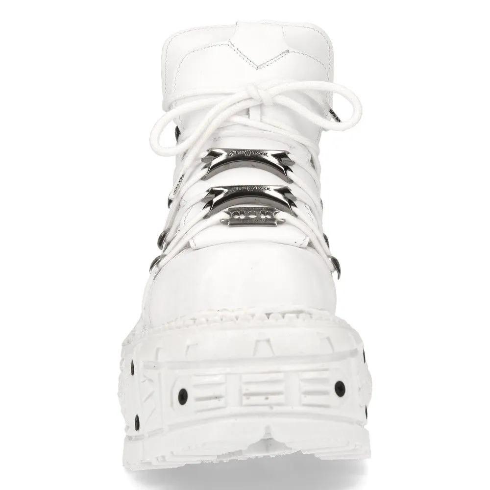 NEW ROCK - M-TANK106-C1 - White Lace Up Tower Shoes