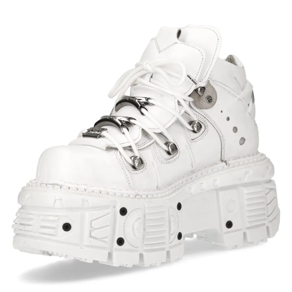 NEW ROCK - M-TANK106-C1 - White Lace Up Tower Shoes