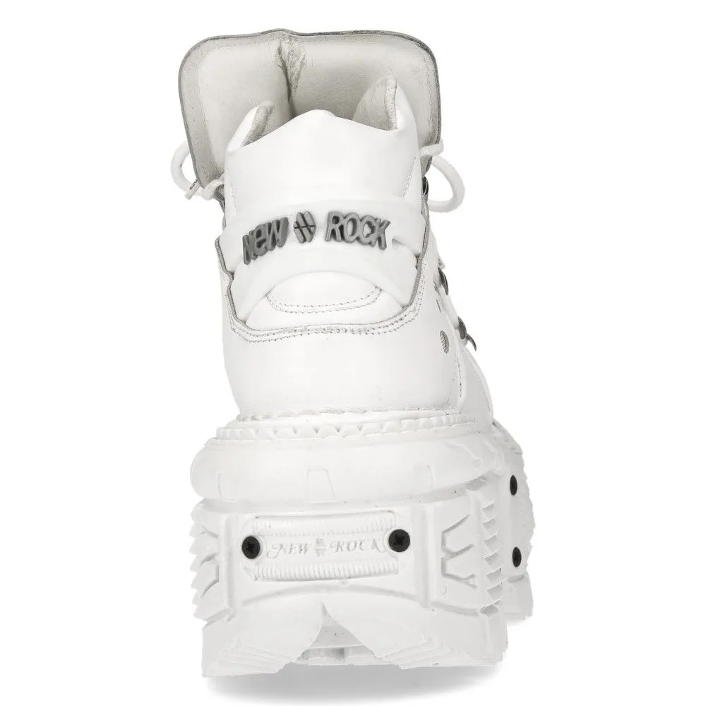 NEW ROCK - M-TANK106-C1 - White Lace Up Tower Shoes