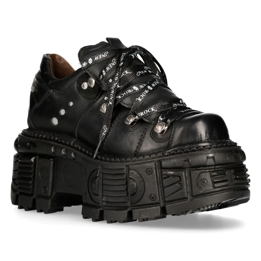 NEW ROCK - M-TANK120N - Black Lace Up Tower Shoes