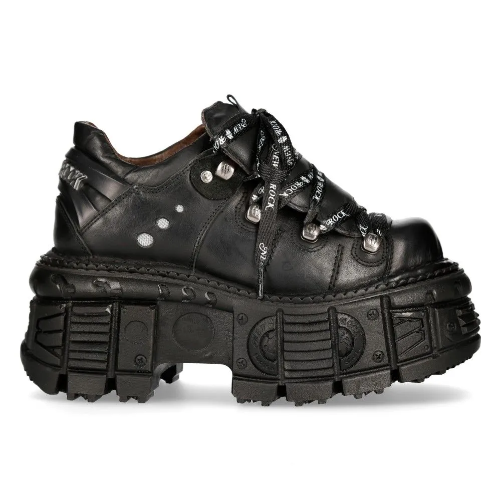 NEW ROCK - M-TANK120N - Black Lace Up Tower Shoes