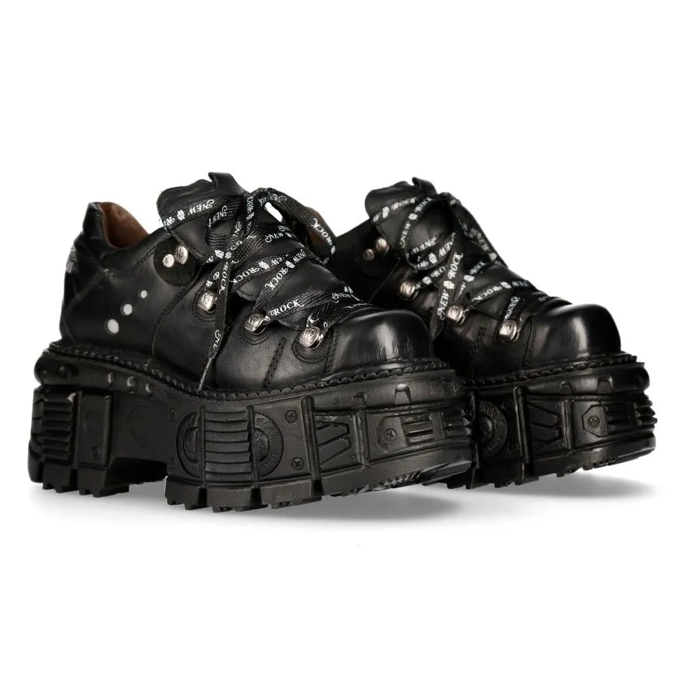 NEW ROCK - M-TANK120N - Black Lace Up Tower Shoes